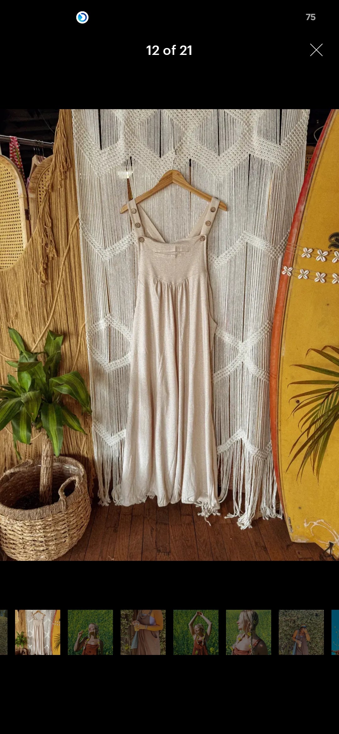 Organic HEMP Overalls Natural Fibre Adjustable Boho Jumpsuit One Size