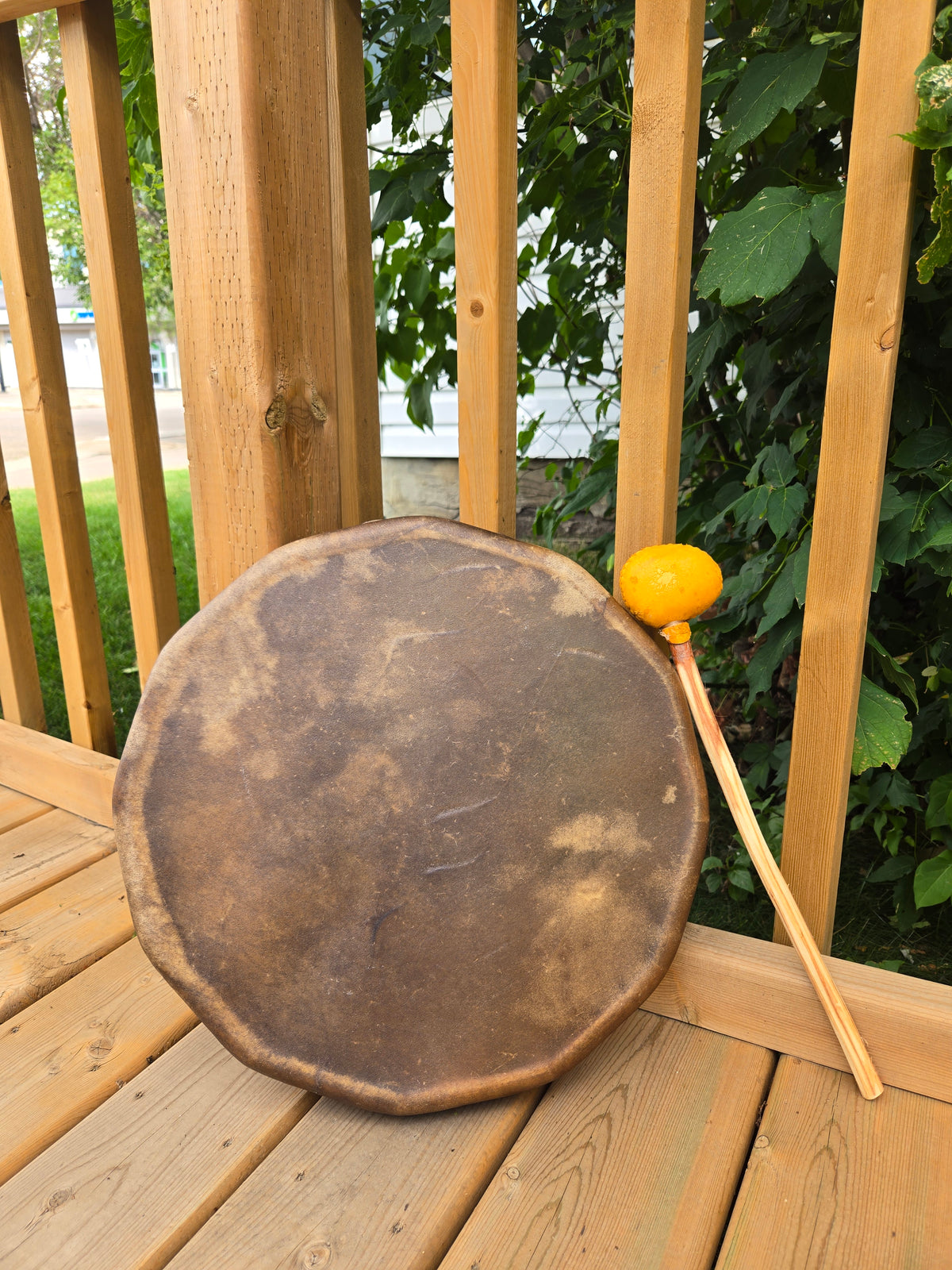 Handmade Drum With Ocean Jasper Crystal